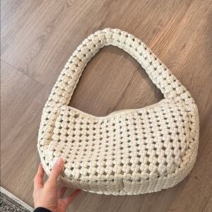 Woven Cream Shoulder Bag